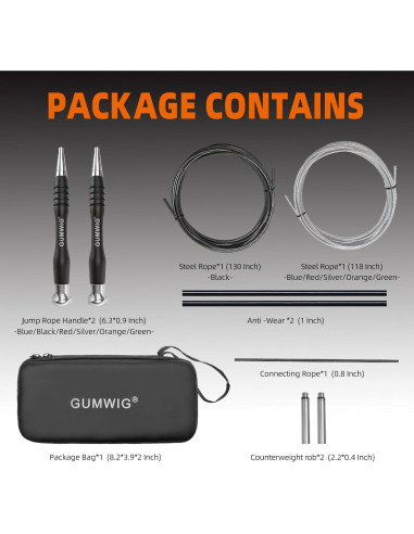 Cuerda de Salto Rápida GUMWIG con Peso Ajustable y Longitud Regulable