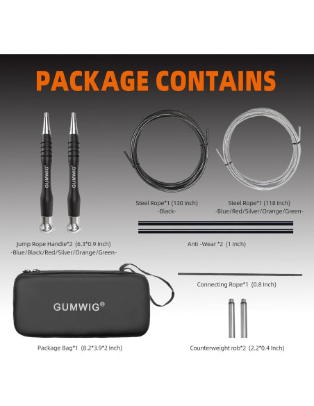 Cuerda de Salto Rápida GUMWIG con Peso Ajustable y Longitud Regulable