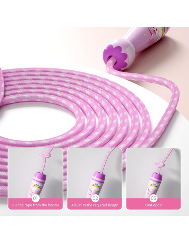 Cuerda de Saltar Ajustable JGM para Niños - Algodón Trenzado