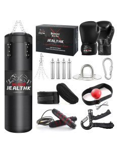 Bolsa de Boxeo Jealthk 4FT + Guantes 12OZ + Accesorios