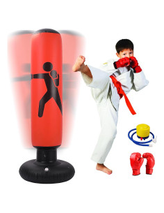 Saco de Boxeo Inflable MEYDLL 160 cm con Guantes y Bomba