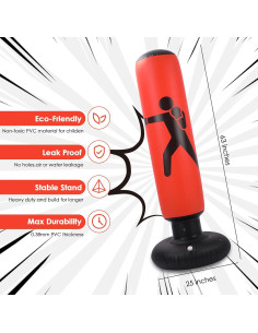 Saco de Boxeo Inflable MEYDLL 160 cm con Guantes y Bomba 2