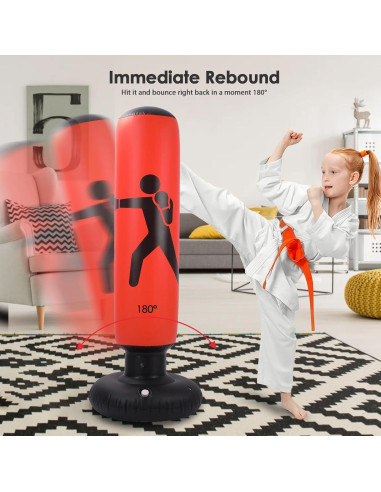 Saco de Boxeo Inflable MEYDLL 160 cm con Guantes y Bomba