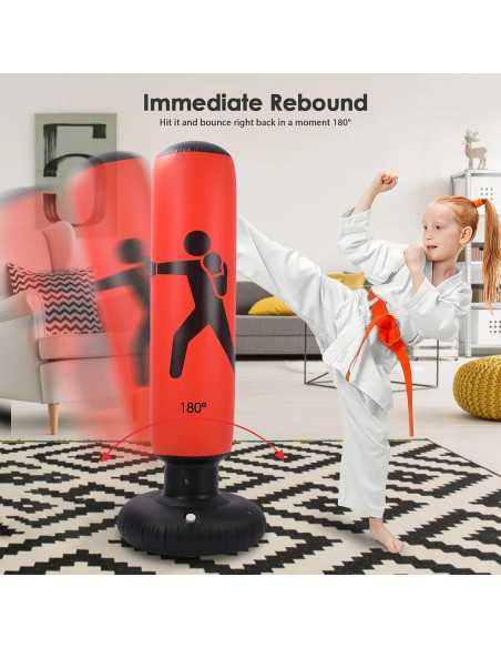 Saco de Boxeo Inflable MEYDLL 160 cm con Guantes y Bomba