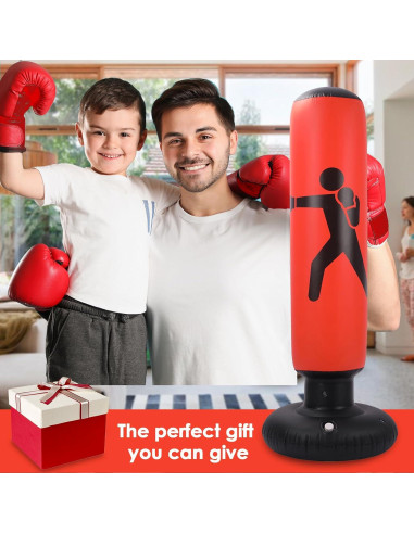 Saco de Boxeo Inflable MEYDLL 160 cm con Guantes y Bomba