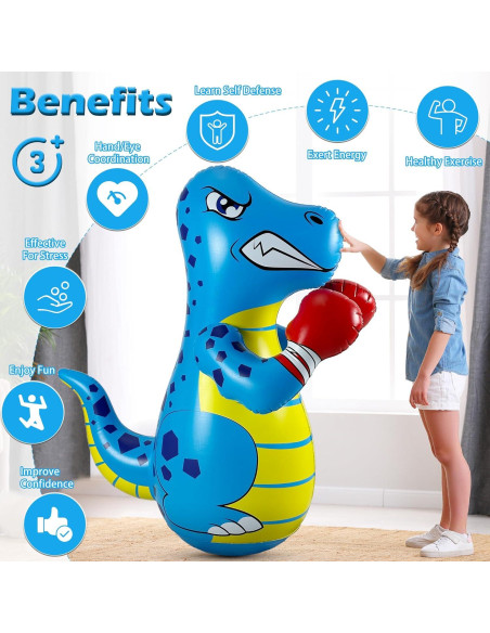 Saco de Boxeo Inflable Dinosaurio FloVogue 119 cm para Niños