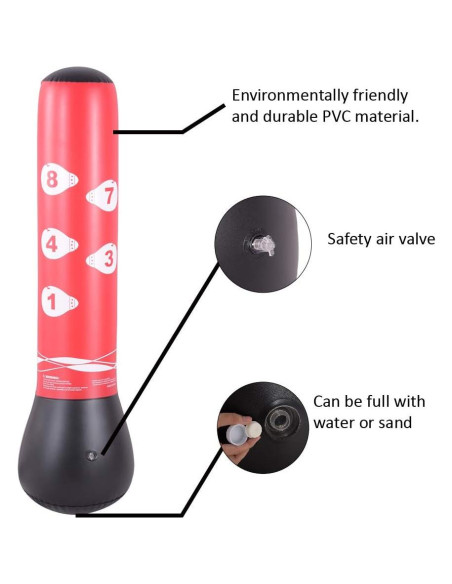 Saco de Boxeo Inflable HIWENA 150 cm para Niños y Adultos