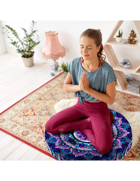 Cojín de Meditación Mandala Haretu 56 cm Terciopelo Suave