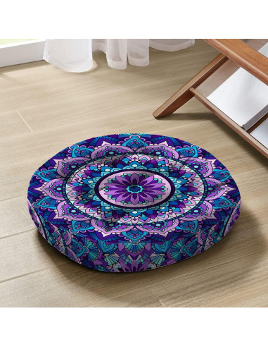 Cojín de Meditación Mandala Haretu 56 cm Terciopelo Suave