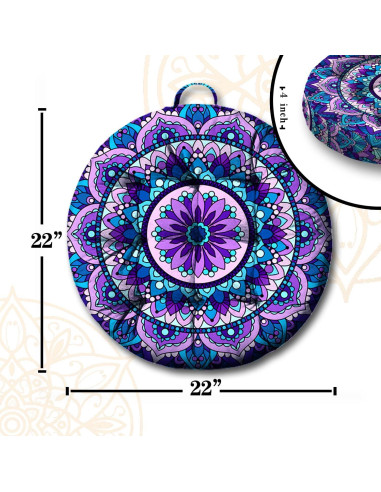 Cojín de Meditación Mandala Haretu 56 cm Terciopelo Suave