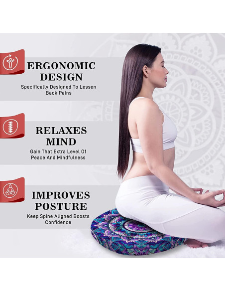 Cojín de Meditación Mandala Haretu 56 cm Terciopelo Suave
