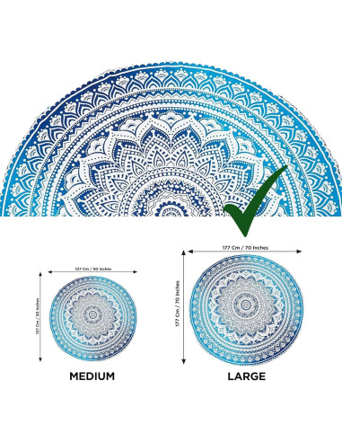 Tapiz Redondo de Algodón Raajsee 178 cm Mandala Bohemio
