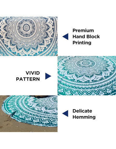 Tapiz Redondo de Algodón Raajsee 178 cm Mandala Bohemio