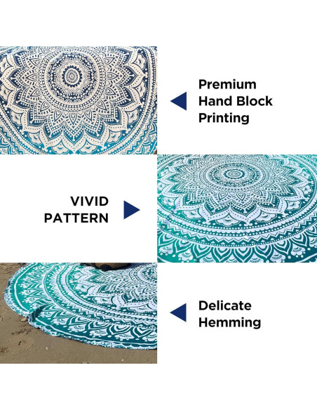 Tapiz Redondo de Algodón Raajsee 178 cm Mandala Bohemio