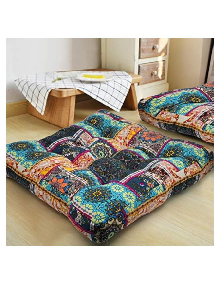 Almohada de Meditación HIGOGOGO Cuadrada 56x56 cm Turquesa