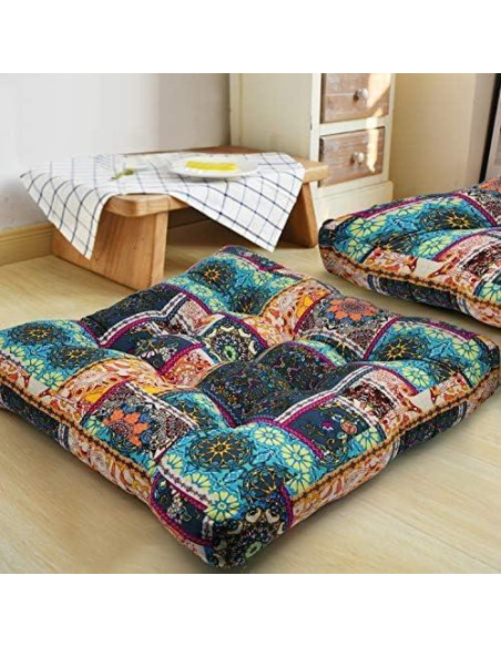 Almohada de Meditación HIGOGOGO Cuadrada 56x56 cm Turquesa