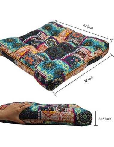 Almohada de Meditación HIGOGOGO Cuadrada 56x56 cm Turquesa