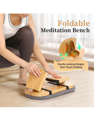 Banco de Meditación Plegable JFNoraiva de Bambú con Cojín