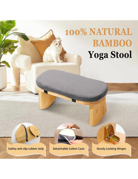 Banco de Meditación Plegable JFNoraiva de Bambú con Cojín