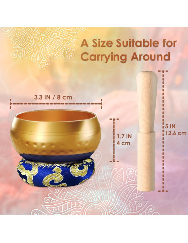 Cuenco Cantor Tibetano REGIS 7.62 cm Oro Hecho a Mano