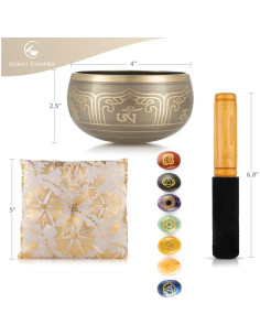 Juego de Cuencos Cantores Tibetanos Shani Chakra - 1 Cuenco, 7 Cristales 2