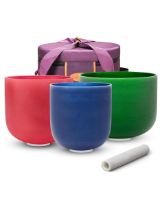 Juego de 3 Cuencos de Canto de Cristal TOPFUND 15-20 cm