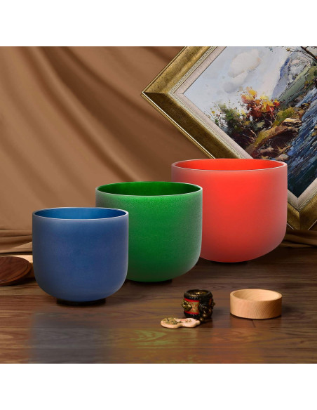 Juego de 3 Cuencos de Canto de Cristal TOPFUND 15-20 cm