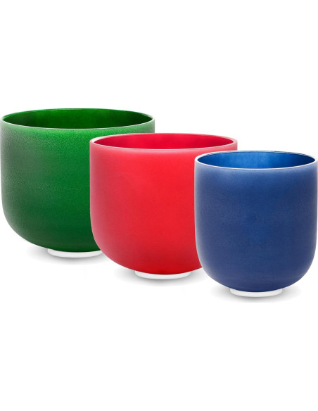 Juego de 3 Cuencos de Canto de Cristal TOPFUND 15-20 cm