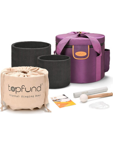 Juego de 3 Cuencos de Canto de Cristal TOPFUND 15-20 cm