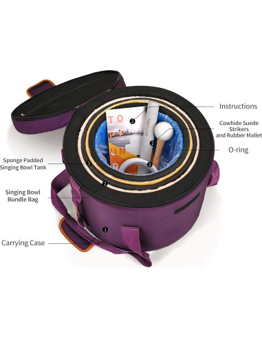 Juego de 3 Cuencos de Canto de Cristal TOPFUND 15-20 cm