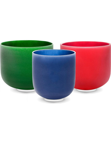 Juego de 3 Cuencos de Canto de Cristal TOPFUND 15-20 cm