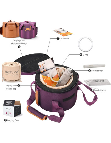 Juego de 3 Cuencos de Canto de Cristal TOPFUND 15-20 cm