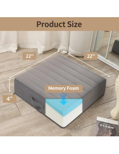 Cojín de Meditación LOVMOC 22" Cuadrado Espuma Viscoelástica Gris 2