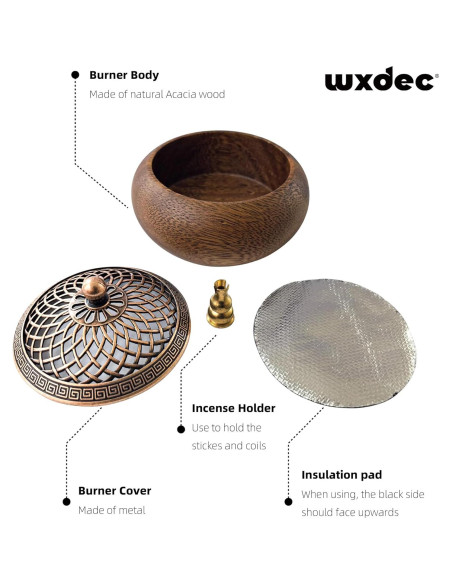 Quemador de Incienso WXDEC de Madera de Acacia Redondo