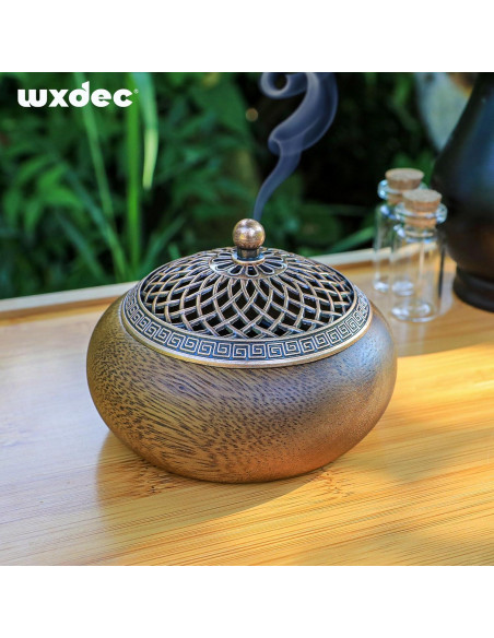 Quemador de Incienso WXDEC de Madera de Acacia Redondo