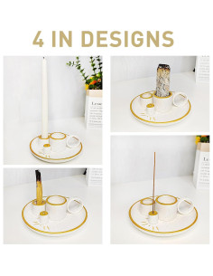 Soporte y quemador de incienso cerámica Benertoo Oro 15 cm 2