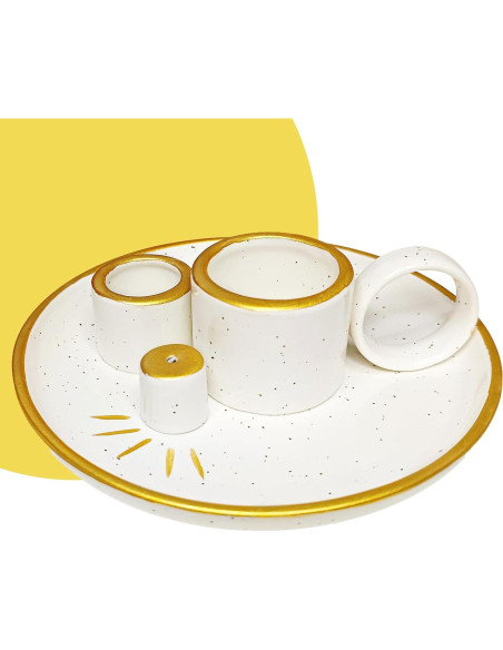 Soporte y quemador de incienso cerámica Benertoo Oro 15 cm