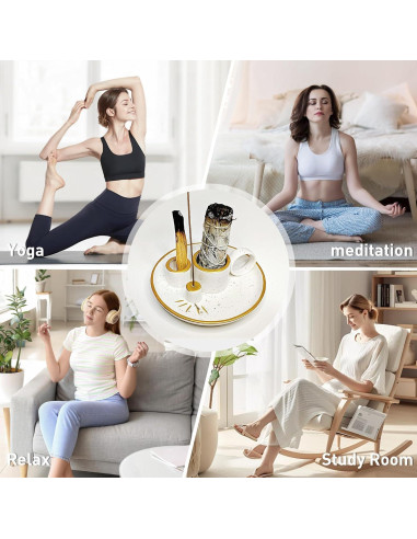 Soporte y quemador de incienso cerámica Benertoo Oro 15 cm