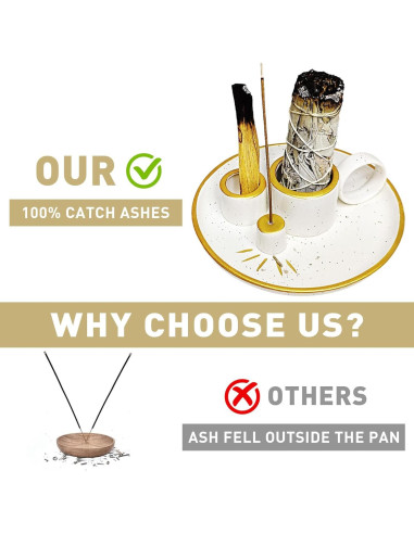 Soporte y quemador de incienso cerámica Benertoo Oro 15 cm