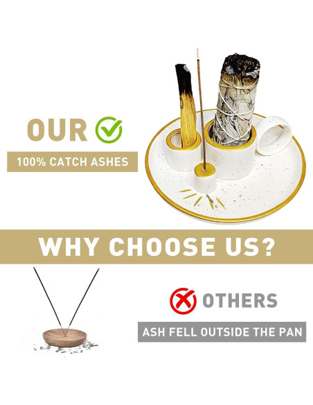 Soporte y quemador de incienso cerámica Benertoo Oro 15 cm