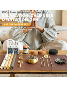 Kit de quemador de incienso GAIORD 29 piezas latón dorado 2