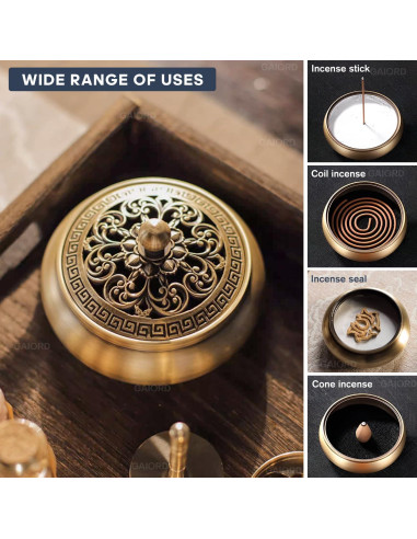 Kit de quemador de incienso GAIORD 29 piezas latón dorado