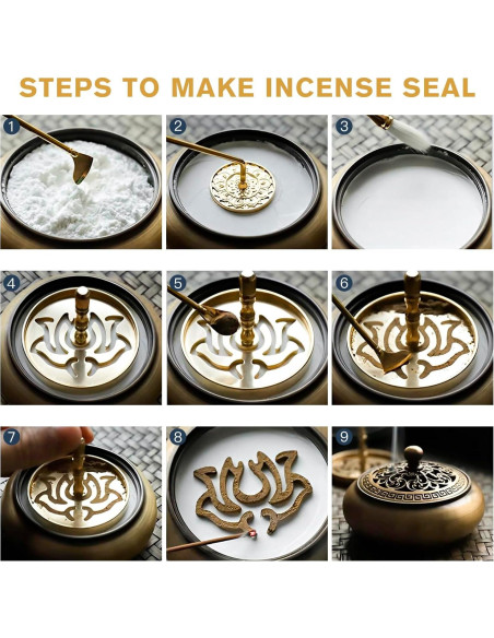 Kit de quemador de incienso GAIORD 29 piezas latón dorado