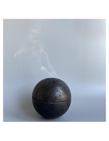 Soporte de Incienso Redondo SAIDKOCC de Travertino Negro 10.4 cm