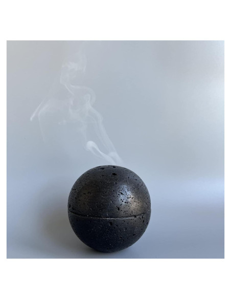 Soporte de Incienso Redondo SAIDKOCC de Travertino Negro 10.4 cm