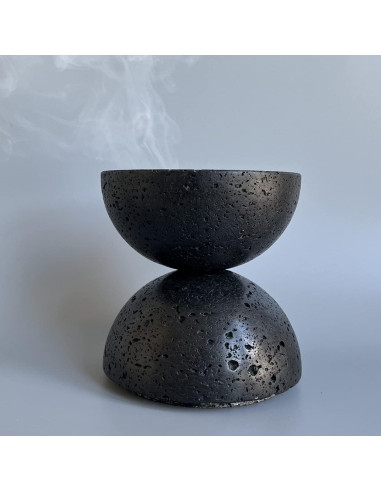 Soporte de Incienso Redondo SAIDKOCC de Travertino Negro 10.4 cm