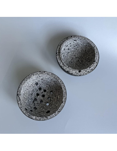 Soporte de Incienso Redondo SAIDKOCC de Travertino Negro 10.4 cm