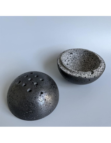 Soporte de Incienso Redondo SAIDKOCC de Travertino Negro 10.4 cm