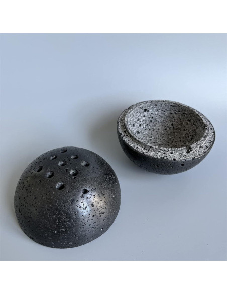 Soporte de Incienso Redondo SAIDKOCC de Travertino Negro 10.4 cm