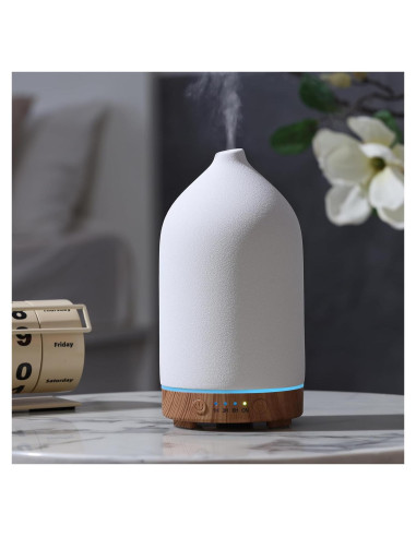 Difusor de Aceite Esencial Gooamp 200ML Cerámica Madera LED